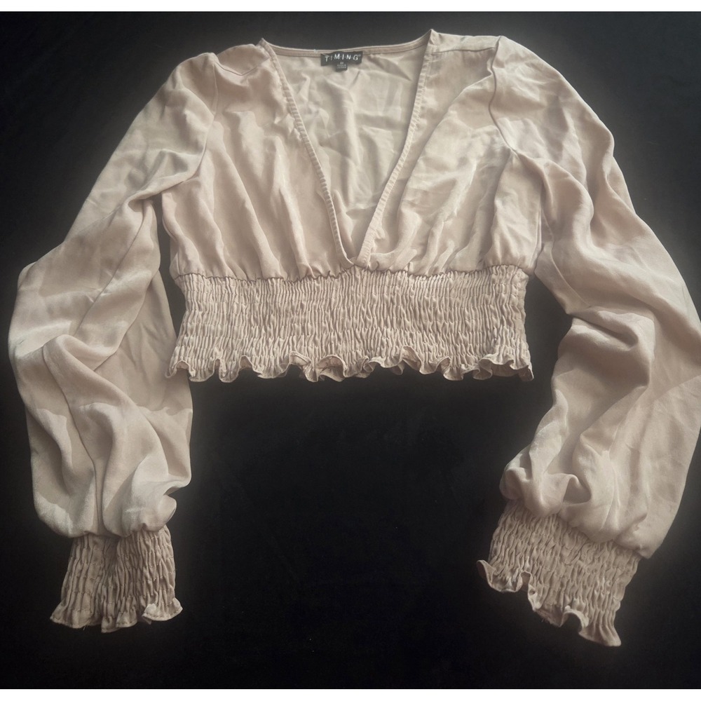 Boho Crop Top Timing Brand Smocked Waist  Medium